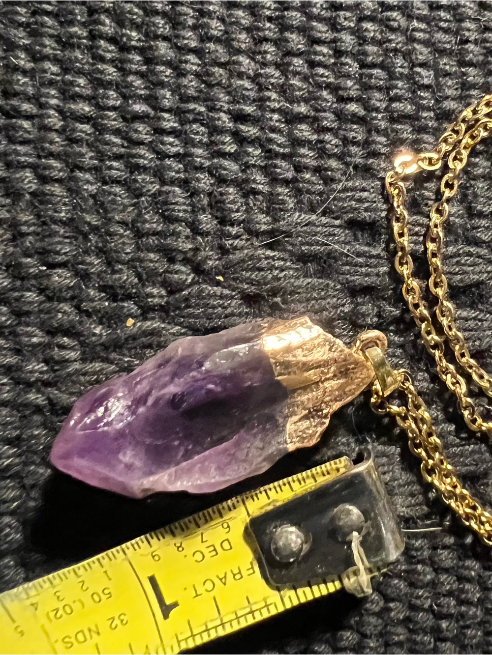 Raw Amethyst Crystal Pendant Necklace | 24” Gold Stainless Steel Chain - Picture 4 of 6